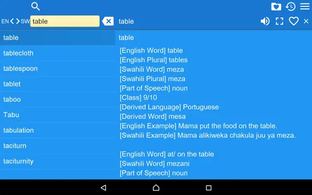 EN-SW Dictionary android App screenshot 2